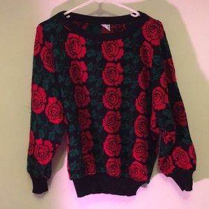 Floral rose cropped sweater